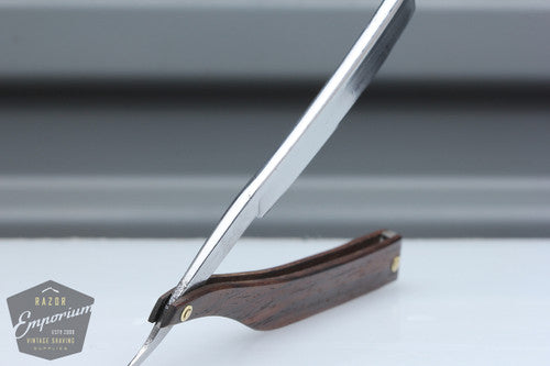 5/8" W. Taylor Straight Razor w/ Brown Wooden Scales Wedge | England