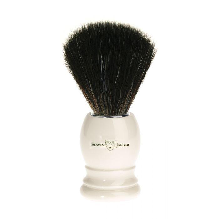 Edwin Jagger | Imitation Ivory Shaving Brush (Black Synthetic)