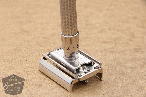 Gillette 1959 Fatboy Adjustable TTO Safety Razor E4 * Rhodium REVAMPED