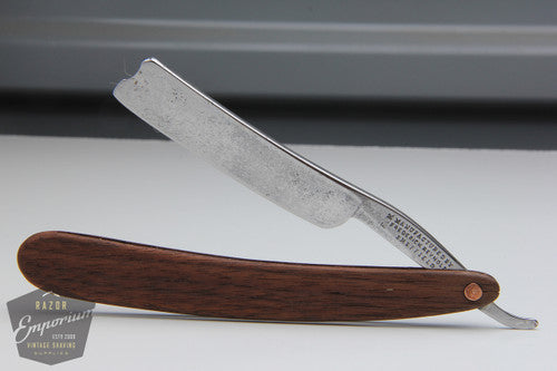 5/8" Frederick Reynolds Straight Razor w/ Brown Wooden Scales Near Wedge | Sheffield, England