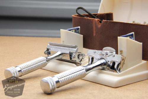 Ever-Ready 1912 British Made Single Edge Safety Razor & Stropper in Cream Bakelite Snap Case