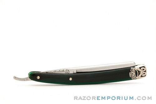 5/8" Otto Deutsch Sohne Straight Razor Original Translucent Green Scales | Solingen, Germany