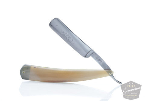 11/6" Moss's Stanley Round Tip Straight Razor | Handcrafted Custom Blonde Horn Scale