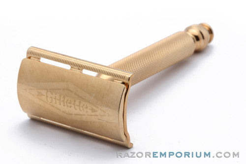1964 Gillette Gold Ball End Tech Razor w/ Electro Etched Logo Cap J1