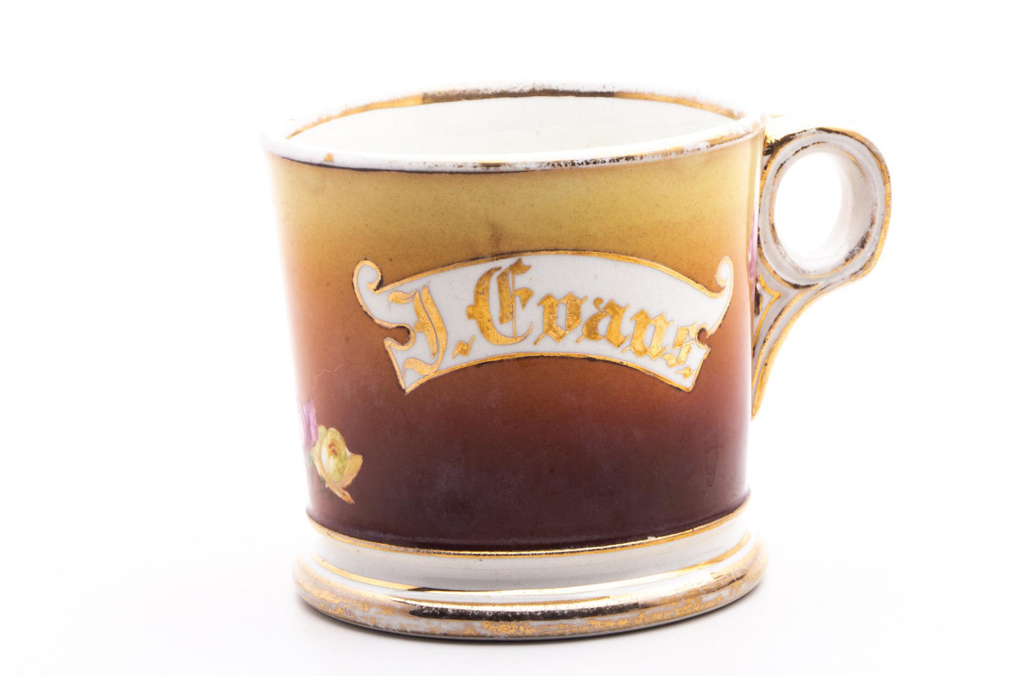 Vintage Hand Painted J. Evans Floral Shaving Mug