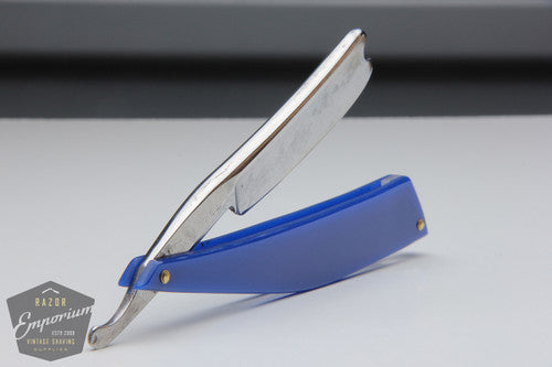 6/8" Joseph Elliot Straight Razor w/ Blue Acrylic Scales Near Wedge | Sheffield, England