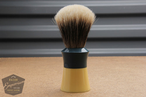 Vintage Ever-Ready Re-Knotted Blue & Cream Handle Shaving Brush - 23mm Finest Badger