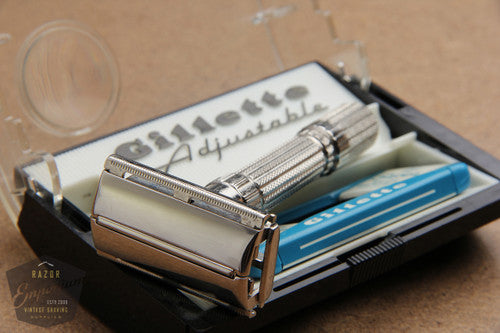 Gillette 1958 Fatboy / $1.95 Adjustable DE Safety Razor in Case D4 - REVAMPED