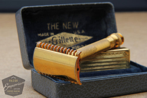 Gillette 1930's NEW Oxford Long Comb DE Safety Razor Set in Box