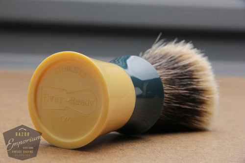 Vintage Ever-Ready Re-Knotted Blue & Cream Handle Shaving Brush - 23mm Finest Badger