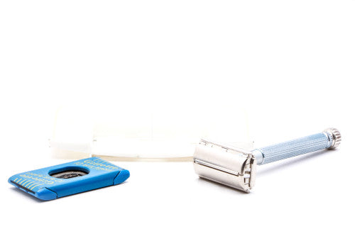 1961 Gillette G2 Blue Star Lady Gillette Double Edge Safety Razor With Case & Balde Bank