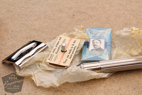 Gillette 1940's Fat Handle Tech Razor in Orange Box - New Old Stock