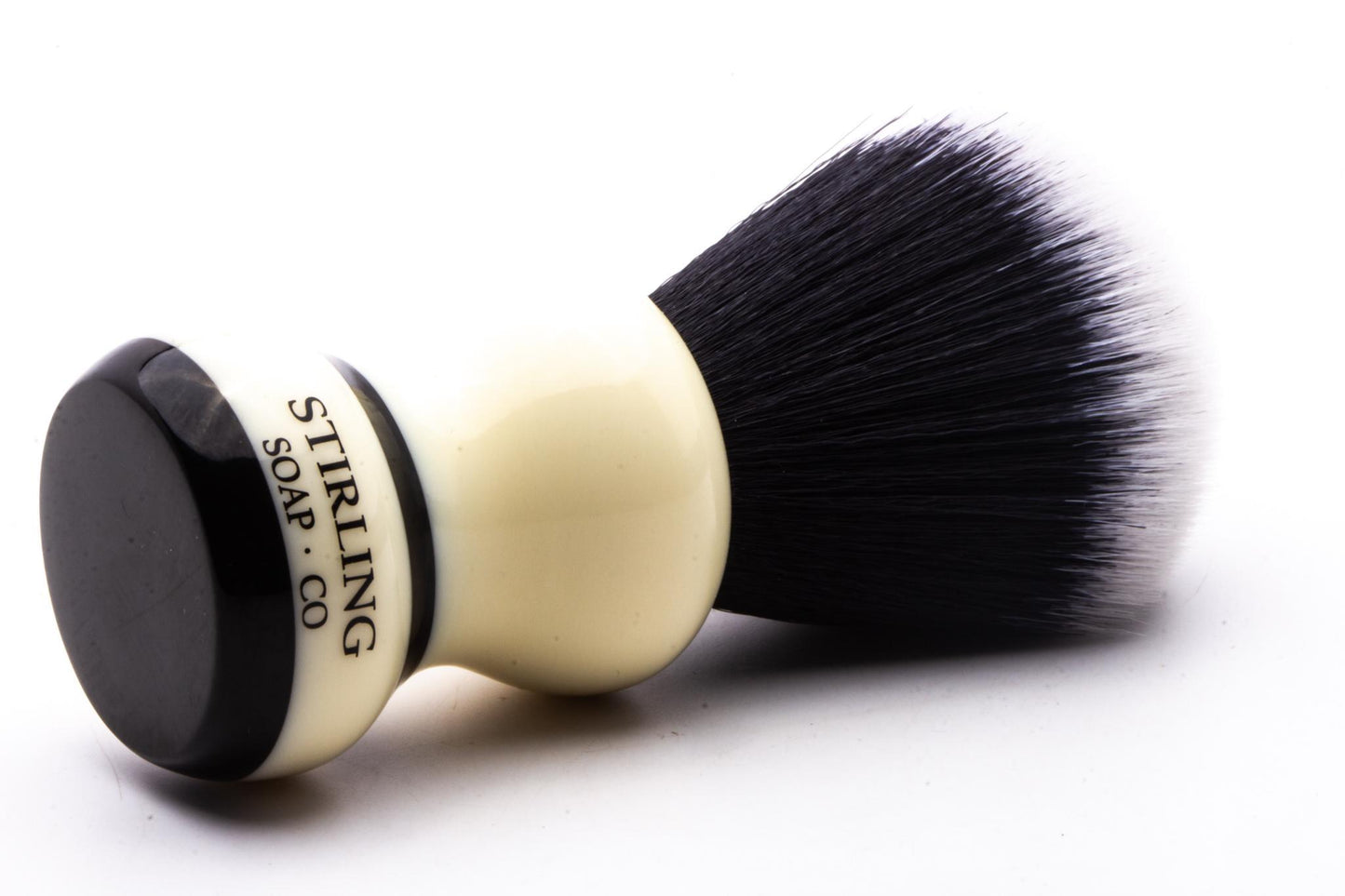 Stirling Soap Co. | Faux Ivory & Black Synthetic 2-Band Shaving Brush - Pre-Owned