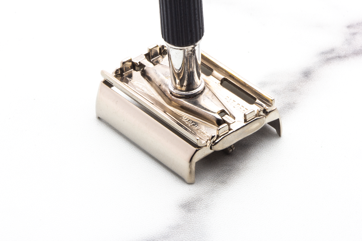 1969 O3 Gillette Black Handle Double Edge Super Speed Safety Razor | Factory Nickel Revamp