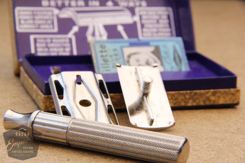 Gillette 1930's Nickel Tech Razor in Brown Box - Excellent