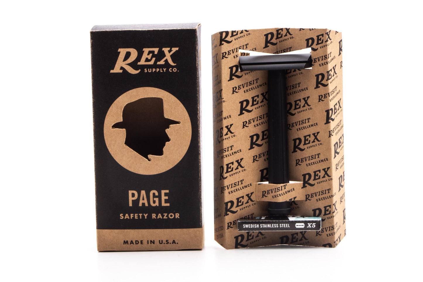 Rex Supply Co. | Page Three Piece Aluminum Double Edge Safety Razor