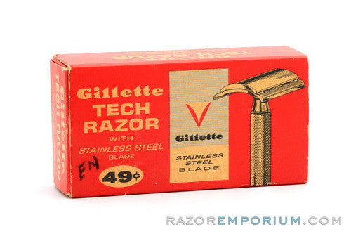 1964 Gillette J2 Ball End Tech Razor in Red Box - New Old Stock