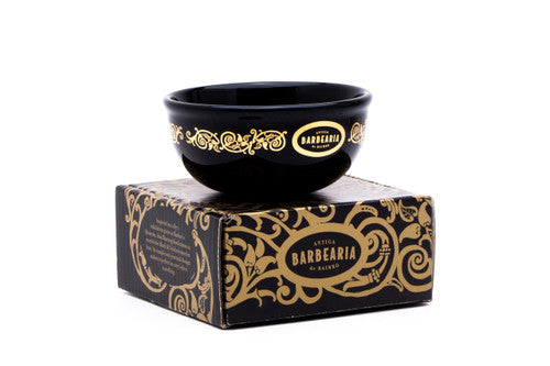 Antiga Barbearia de Bairro Porcelain Shaving Cup Essentials (Black & Gold)