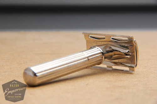 Gillette 1940's Fat Handle Tech 3 Piece Safety Razor ** Nickel REVAMPED