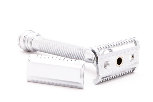 Merkur 39C - HD Long Handle Barber Pole Safety Razor, Slant Bar | Used