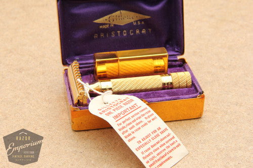 Gillette 1934 Aristocrat Deluxe Christmas Special w/ Case and Original Blade Bank