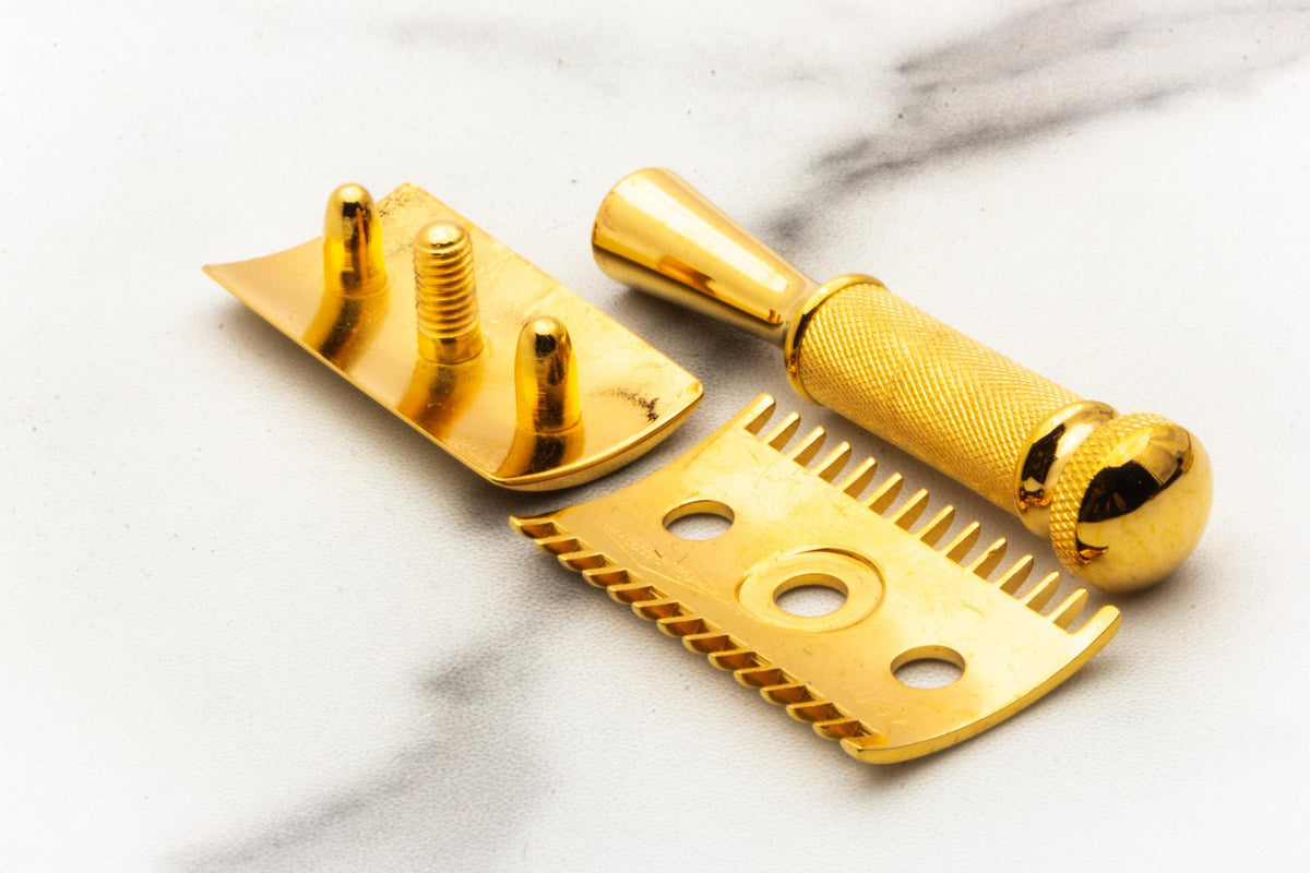 1917 Gillette Milady Décolleté DE Safety Razor Set in Ivory Case | 24K Gold Revamp