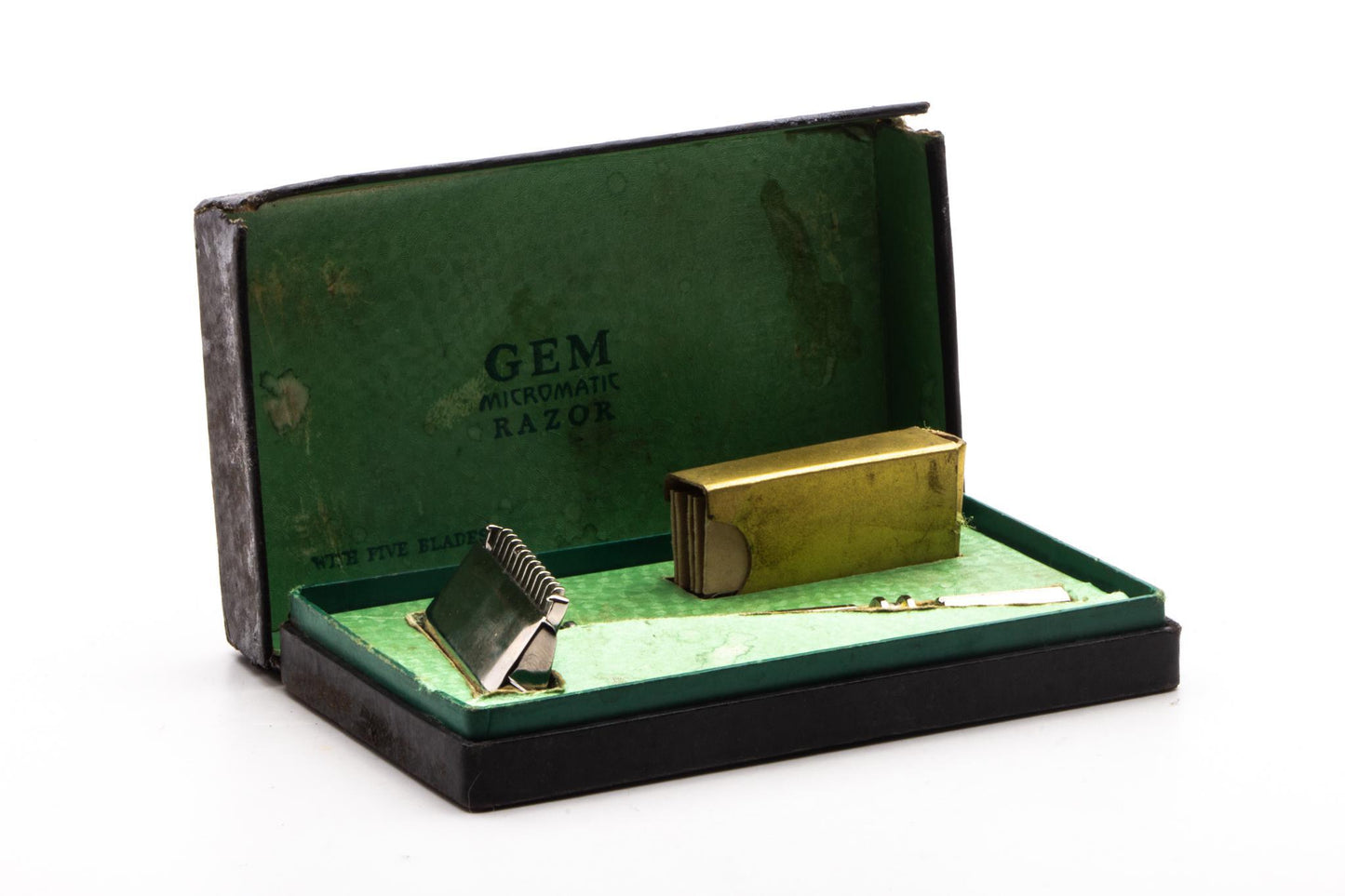 1930's Gem Micromatic Bullet Tip Single Edge Open Comb Safety Razor Set | Original Condition