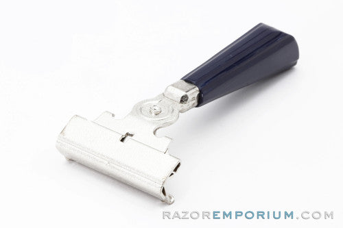 1950s Schick Eversharp Silver Injector Razor Blue Bakelite Handle
