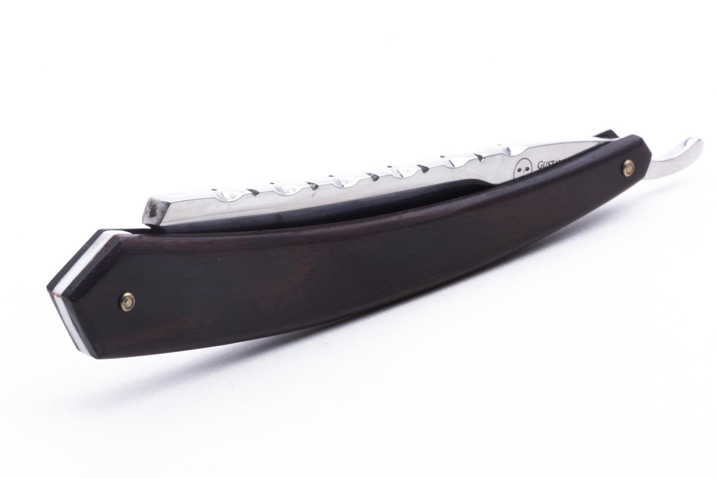 6/8" Gustave Lalune Straight Razor "English Archer" Blackwood Scales