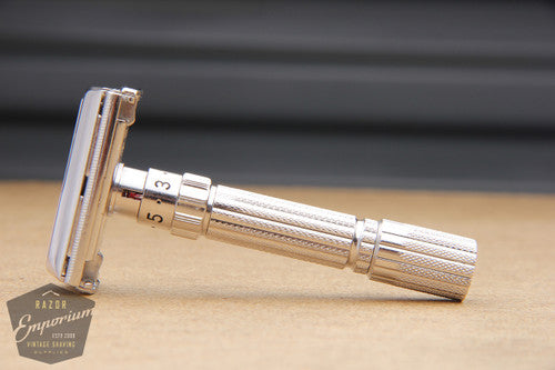 Gillette 1960 Fatboy Adjustable TTO Safety Razor F4 * Rhodium REVAMPED