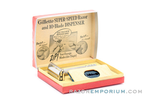 1940's Gillette Notched Super Speed DE Razor NOS