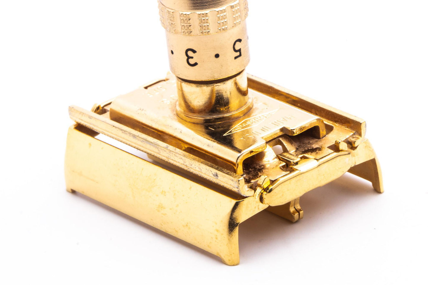 1966 L1 Gillette Gold Slim Aristocrat Adjustable Safety Razor Set | Original Condition