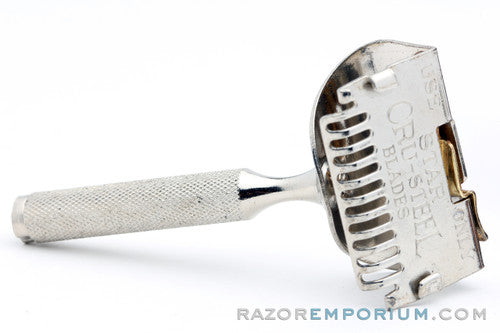 1913-1919 Kampfe Brothers Star Cru-Steel Single Edge Safety Razor w/ Orig. Black Leather Case