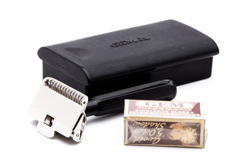 1940's Gem Junior Single Edge Safety Razor with Black Slide Case | Original Condition