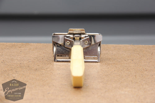 Gem 1940's G-Bar Single Edge Razor w/ Cream Handle - Excellent