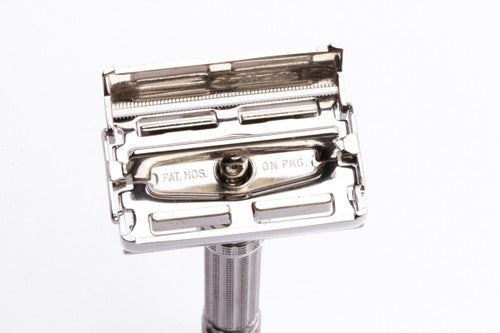 1964 J3 Gillette Slim Adjustable TTO Double Edge Safety Razor | Factory Nickel Revamp
