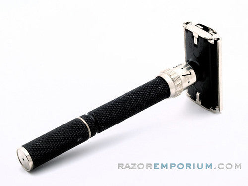 1984 Gillette Super Adjustable "Black Beauty" DE Safety Razor w\ Original Plastic Case & Blades