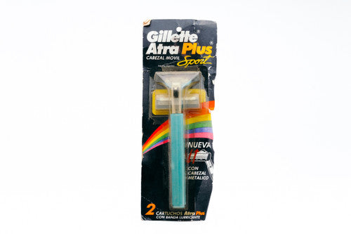 1980's Gillette Atra Plus Sport Turquoise Razor - New Old Stock