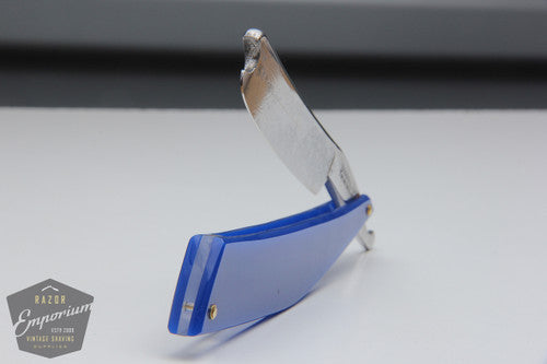 6/8" Joseph Elliot Straight Razor w/ Blue Acrylic Scales Near Wedge | Sheffield, England