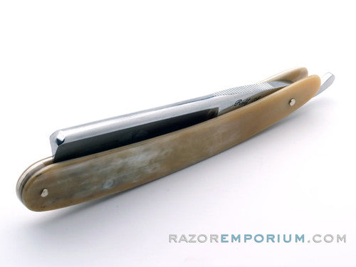 7/8" Ralf Aust Spanish Tip Straight Razor | Horn Scales