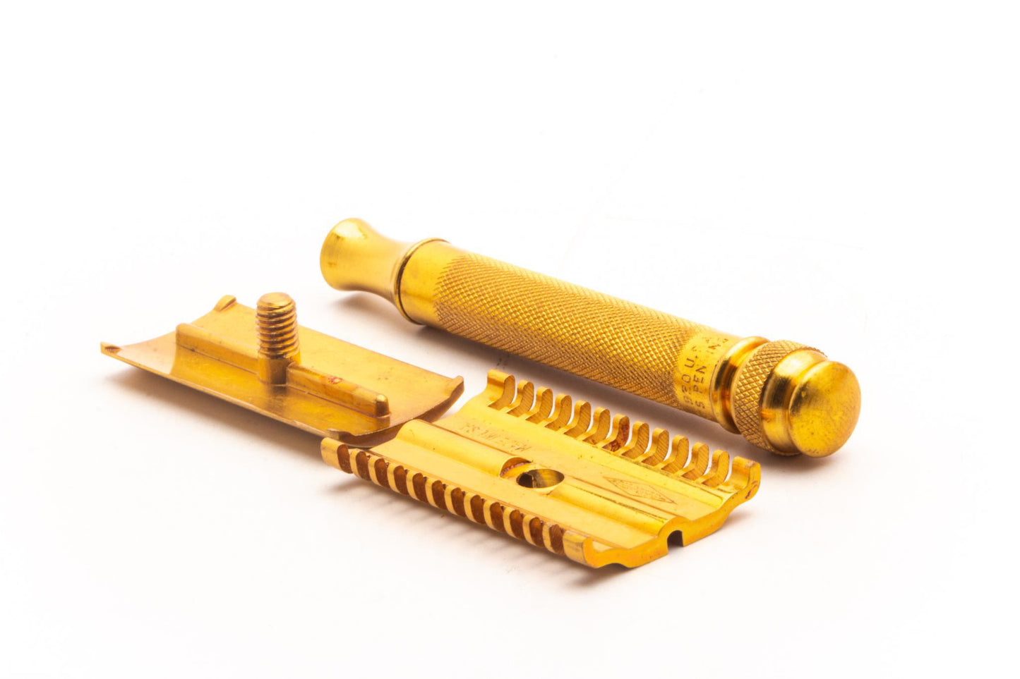 1930's Gillette Gold NEW Long Comb Ball End Double Edge Razor | Original Condition