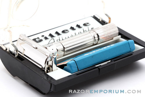 1959 Gillette $1.95 Fatboy Adjustable Safet Razor with Case E4 | Rhodium Revamp