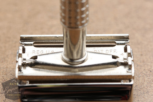 Gillette 1959 Medium Flair Tip Super Speed Safety Razor E4 * Revamped - Nickel
