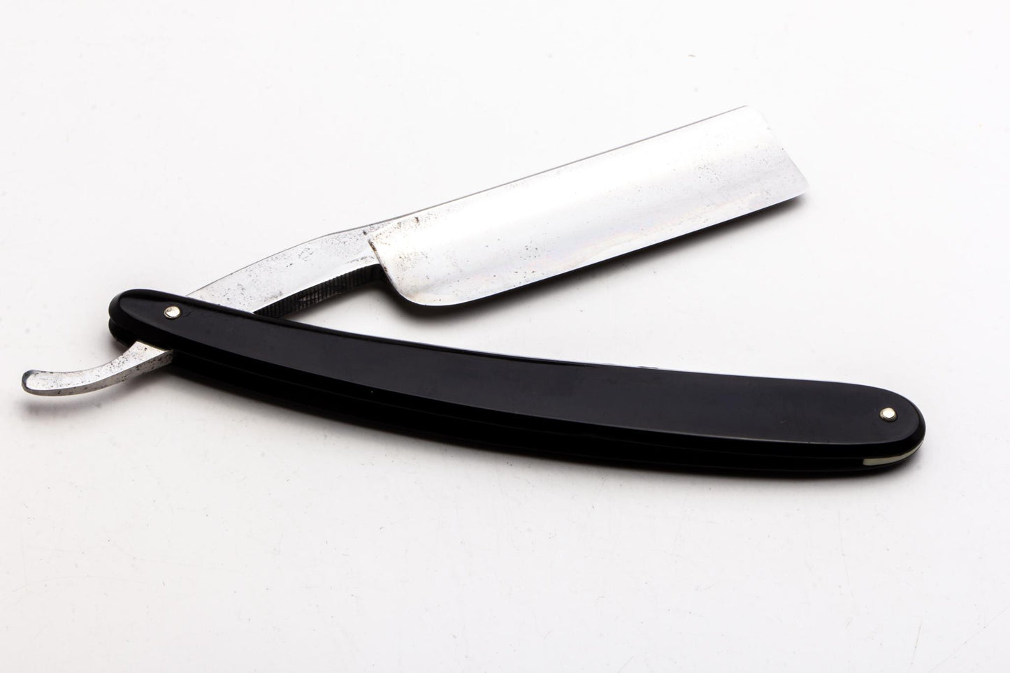 7/8" Filarmonica "Doble Temple" #14 Black/Silver Inlay Straight Razor w/ Coffin | Spain