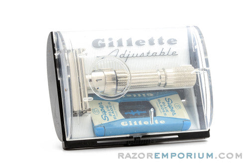 1961 Gillette Fatboy Adjustable Double Edge in Original Black Case G1