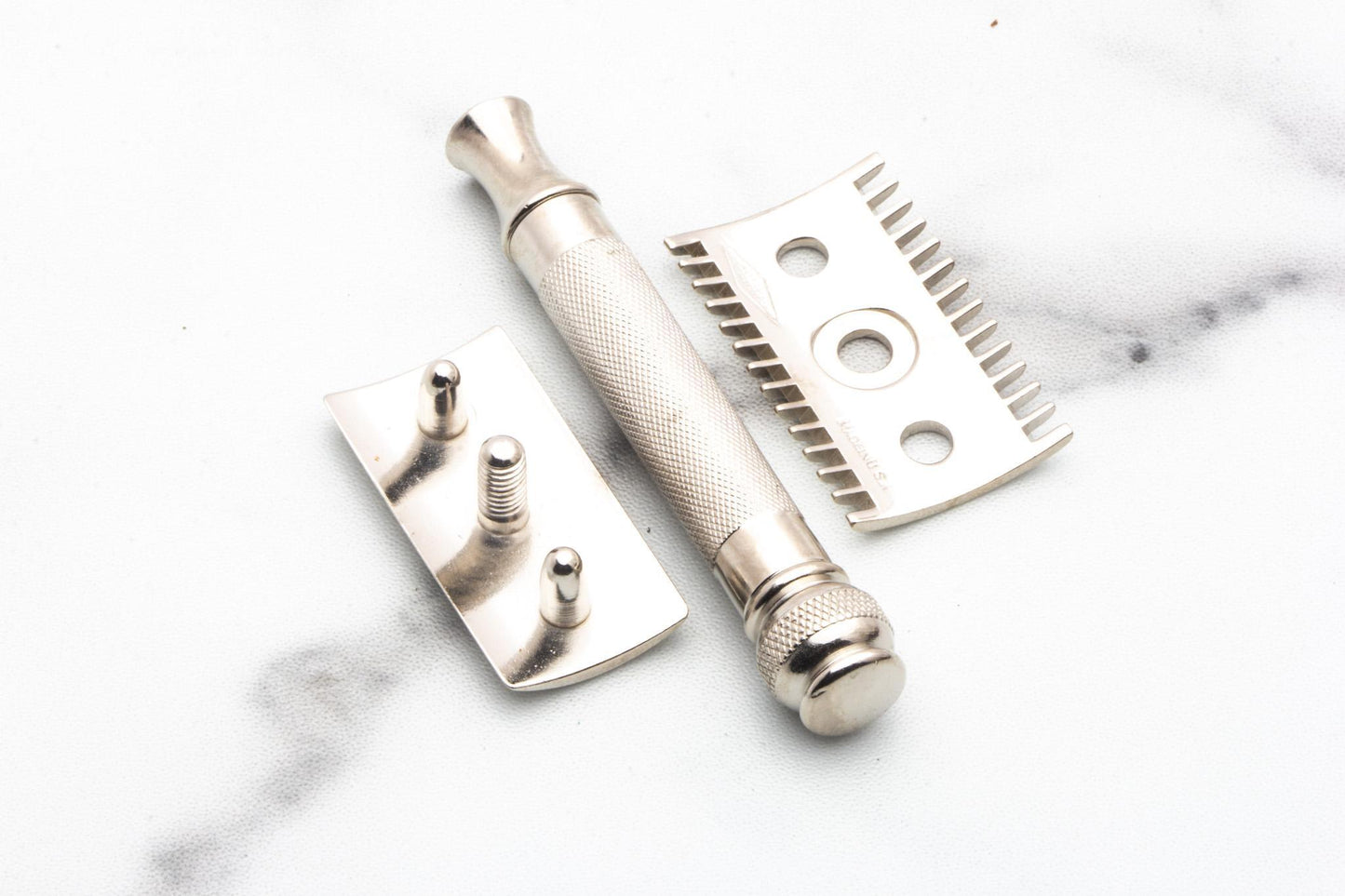 1920's Gillette Ball End Old Type Double Edge Safety Razor Set | Factory Nickel Revamp