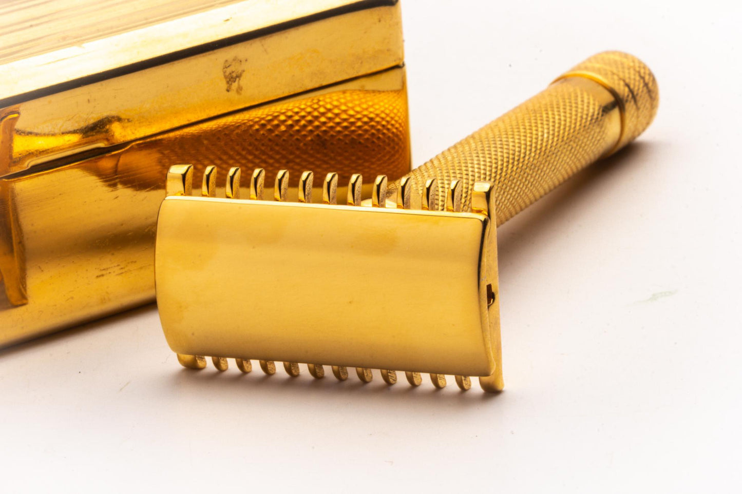 1930's Gillette NEW Deluxe Big Boy Double Edge Safety Razor Set | 24K Gold Revamp