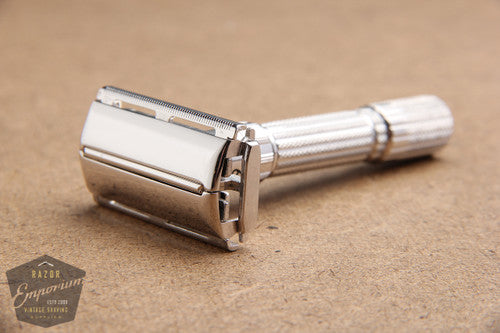 Gillette 1959 Fatboy Adjustable TTO Safety Razor ** Rhodium REVAMPED