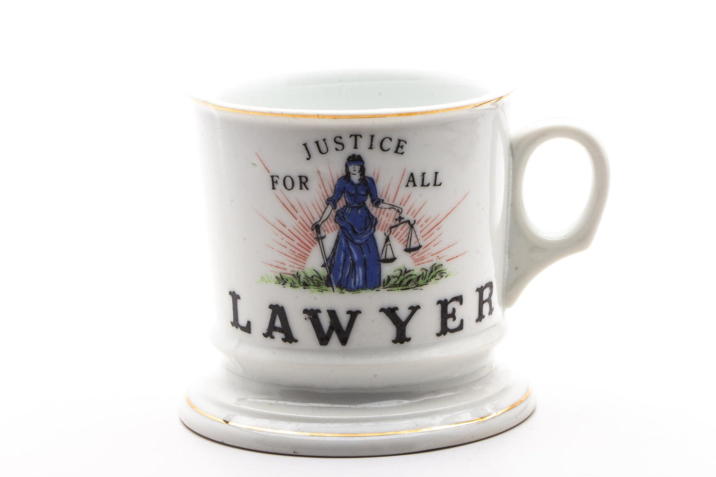 Vintage Hand Painted Justice For All Lawyer Shaving Mug