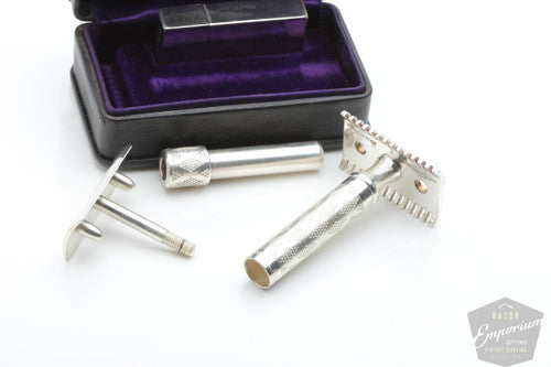 Gillette 1922 Silver New Standard Razor in Original Leather Case